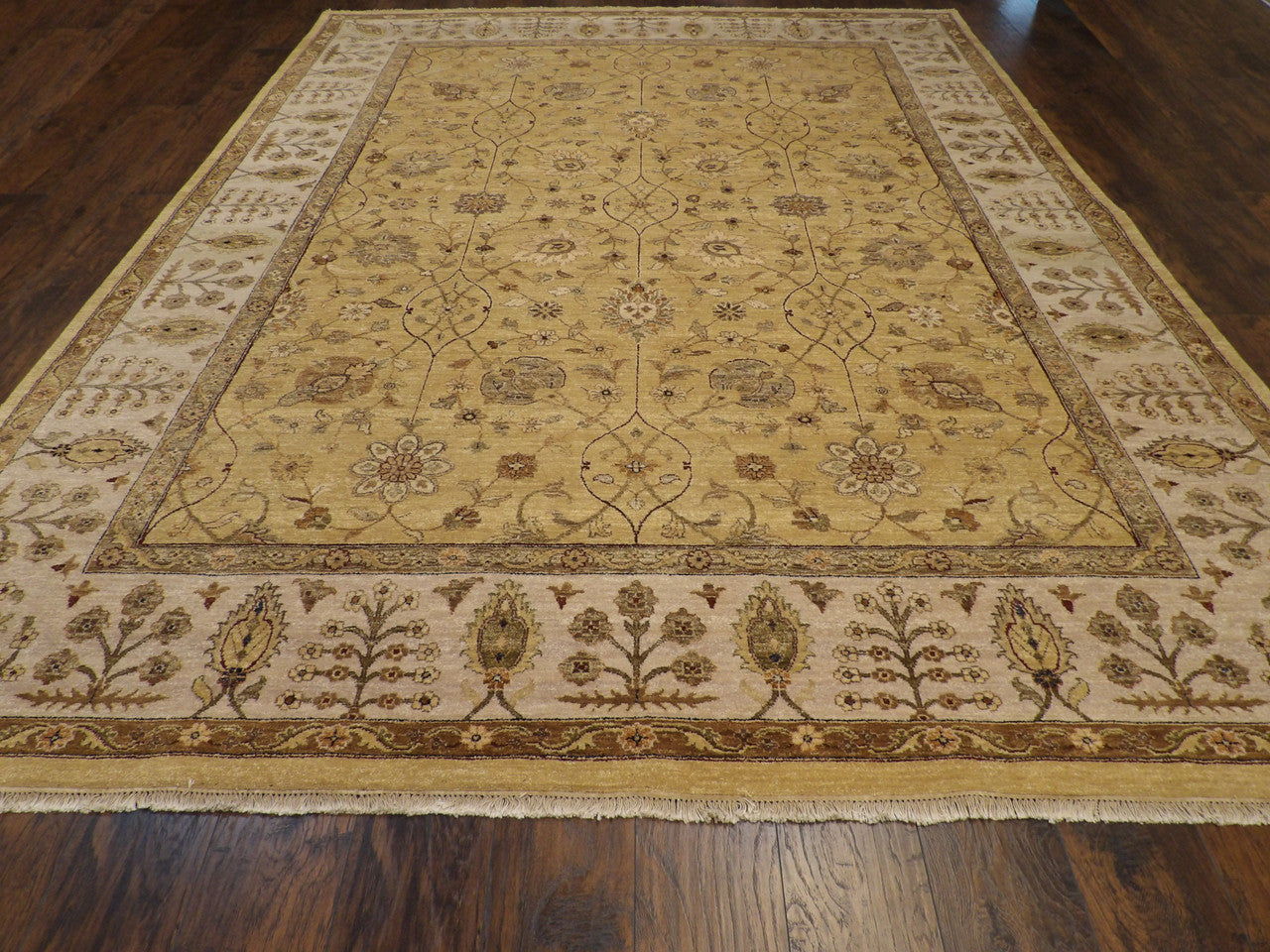 Close-up of wool pile, Blue & Beige rug