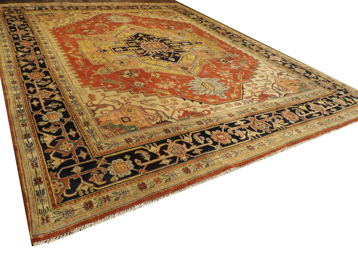 Blue Heriz rug in a grand living room setting