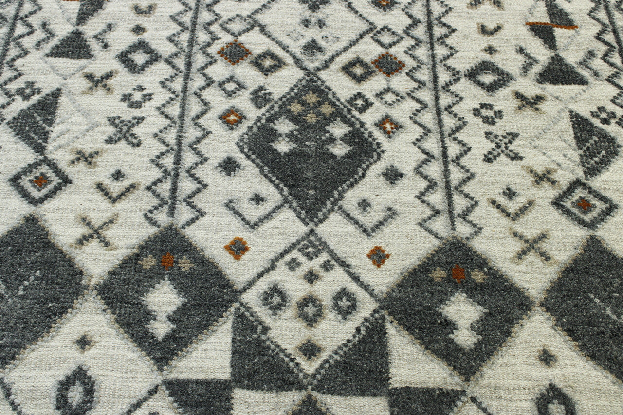 Gray Tribal Moroccan Flatweave rug in room setting
