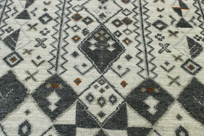 Gray Tribal Moroccan Flatweave rug in room setting