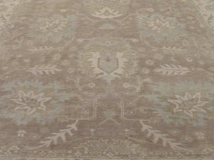 Back of Oushak hand-knotted rug