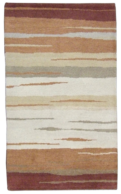Modern hand-knotted wool rug in Beige & Rust, full view