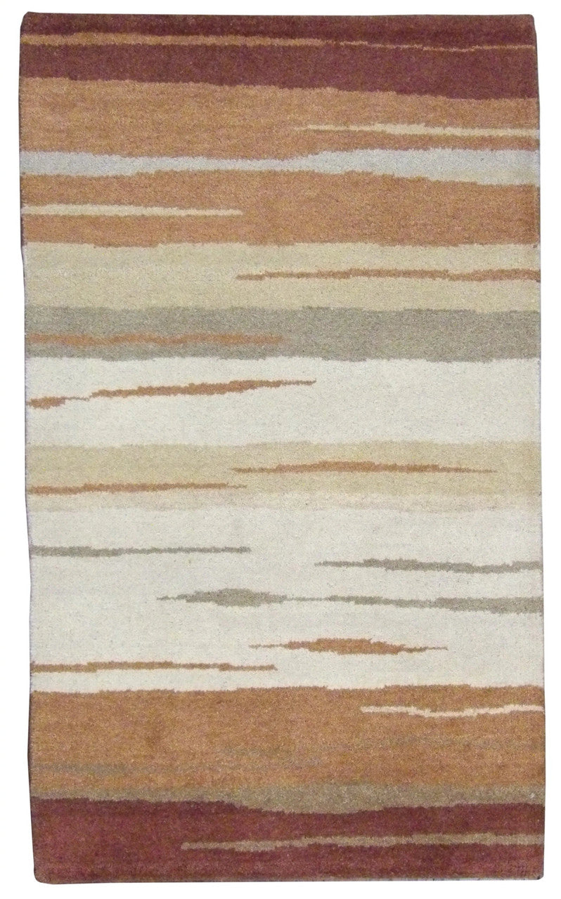 Modern hand-knotted wool rug in Beige & Rust, full view