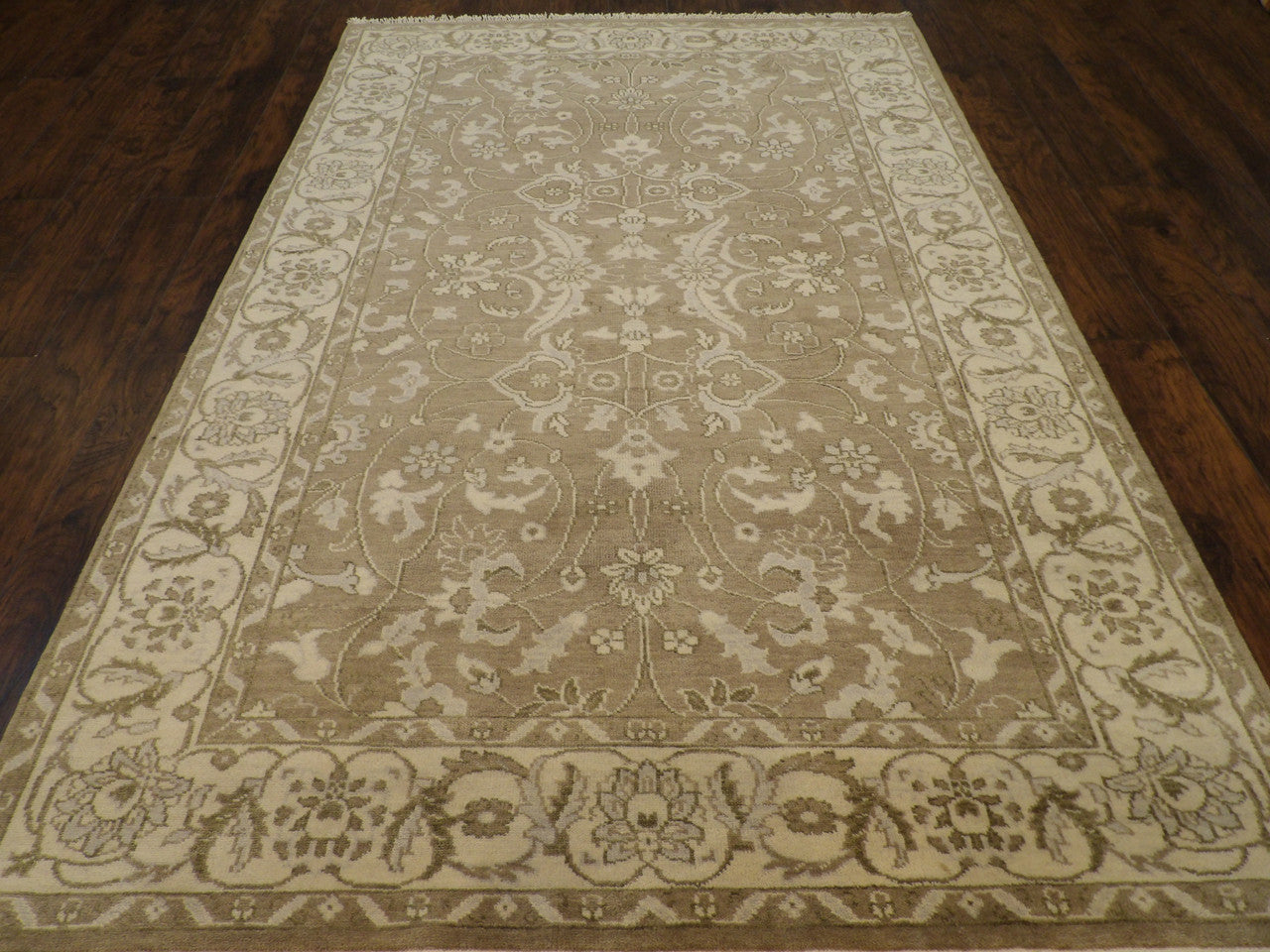 Close-up of wool pile, Brown & Beige rug
