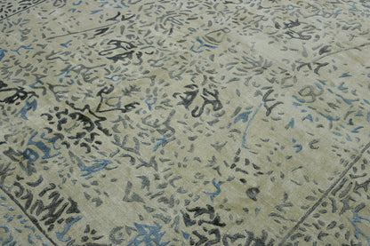 Blue & Beige Oushak Ziegler rug in room setting