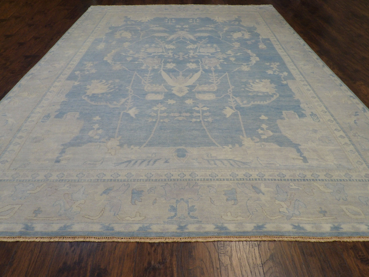 Close-up of wool pile, Blue & Gray rug