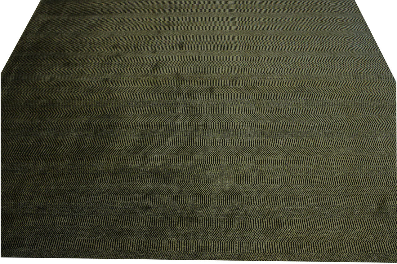 Brown & Gold Modern Grass Design rug in room setting