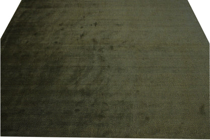 Brown & Gold Modern Grass Design rug in room setting