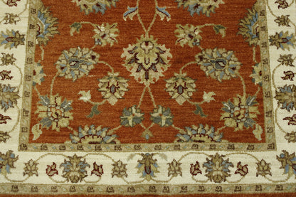 Back of Oushak Agra Chobi hand-knotted rug