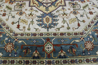 Tribal Indo Heriz rug corner detail