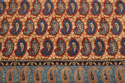 Blue & Rust Traditional Antique Peasley Kerman rug in room setting