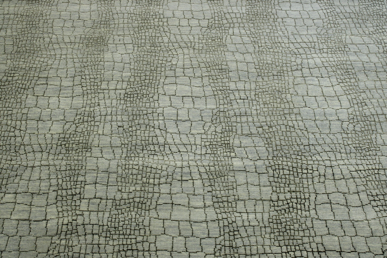 Modern Eggshell Design hand-knotted wool rug in Brown & Gray, full view