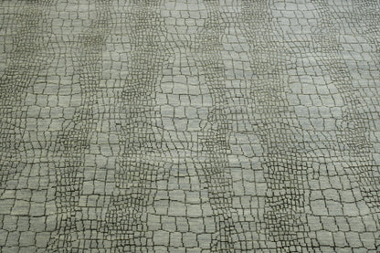 Modern Eggshell Design hand-knotted wool rug in Brown & Gray, full view