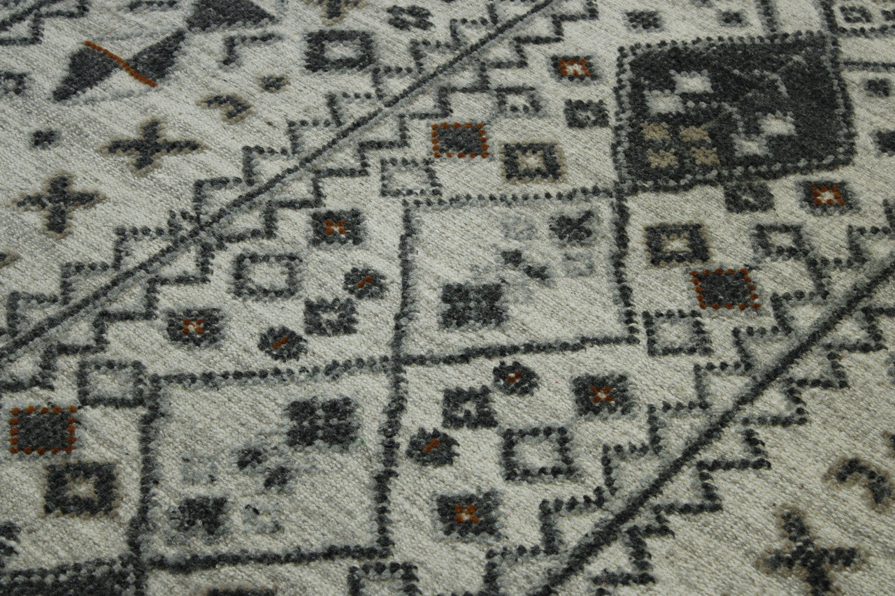 Back of Tribal Moroccan Flatweave hand-knotted rug