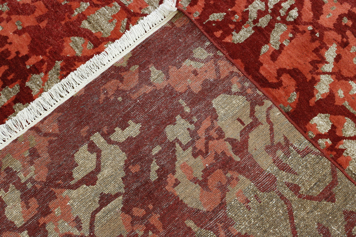 Red & Rust Modern Abstract Design rug in room setting