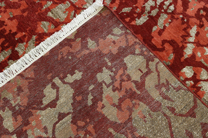 Red & Rust Modern Abstract Design rug in room setting
