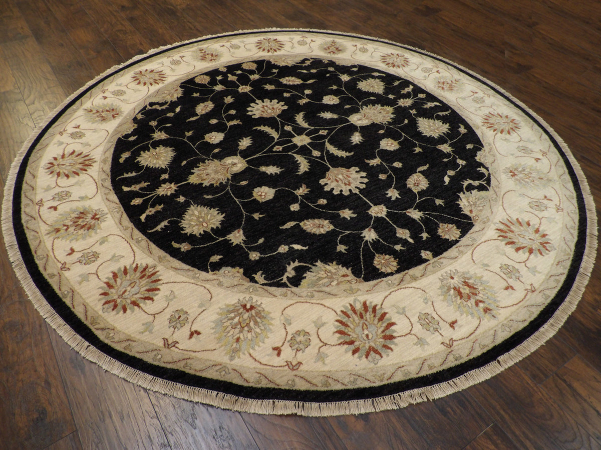 Ziegler Oushak / Peshawar hand-knotted wool rug in Black, 8'0" x 8'0", SKU w509
