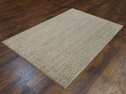 Floral pattern detail, natural dye green rug