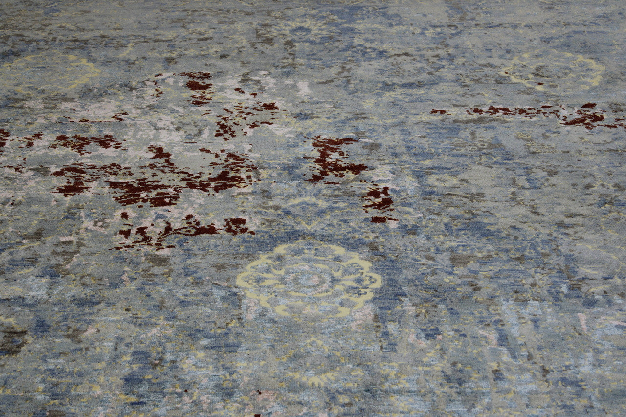 Transitional Abstract Broken Design rug corner detail