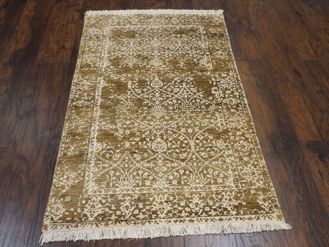 Close-up of wool pile, Green rug