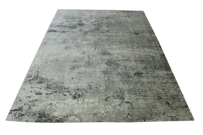 Gray 5'3" x 7'7" Modern Abstract Design Handloom Silk Rug - Sku: w2065