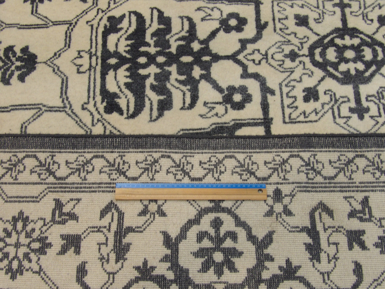 Blue & White Heriz Oushak Natural Dye rug in room setting