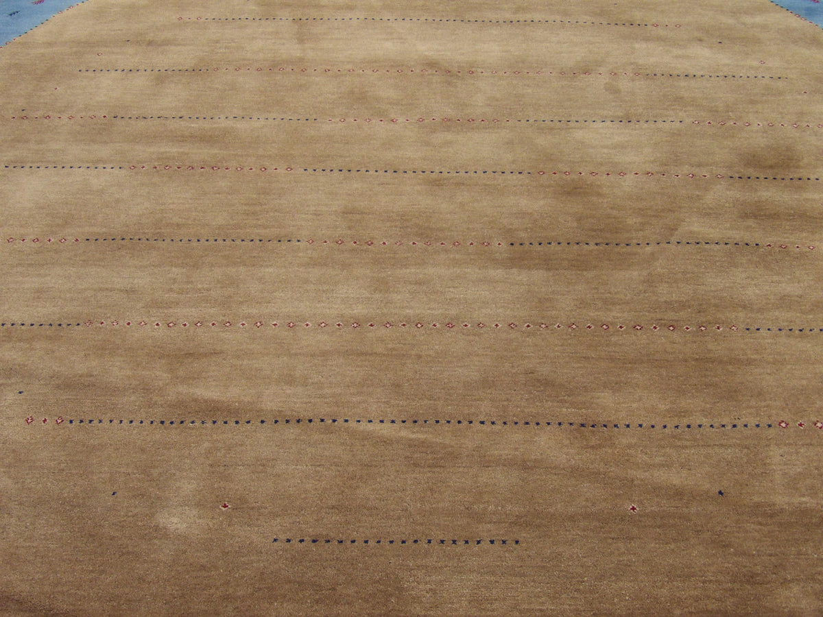 Back of Modern Persian Gabbeh hand-knotted rug