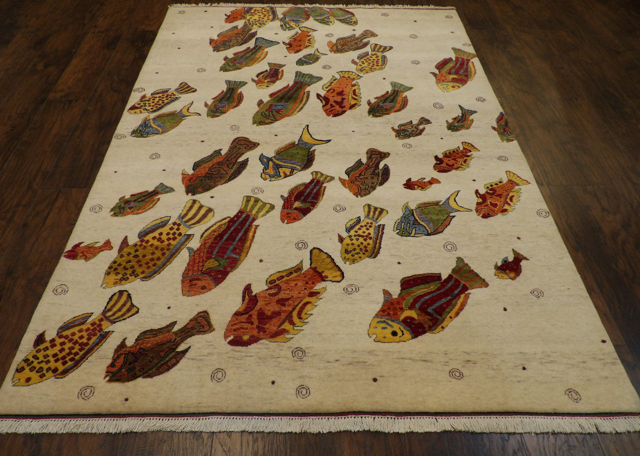 Natural Coastal Fish Design rug corner detail