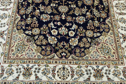 Blue & Beige Traditional Fine Nain rug in room setting