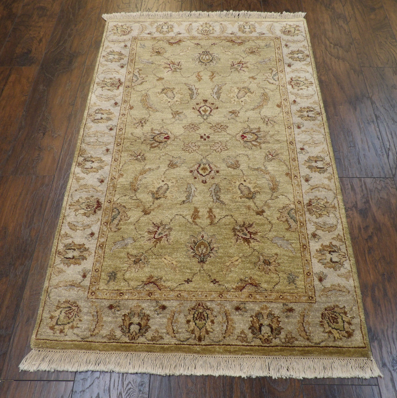 Back of hand-knotted Chobie rug showing construction