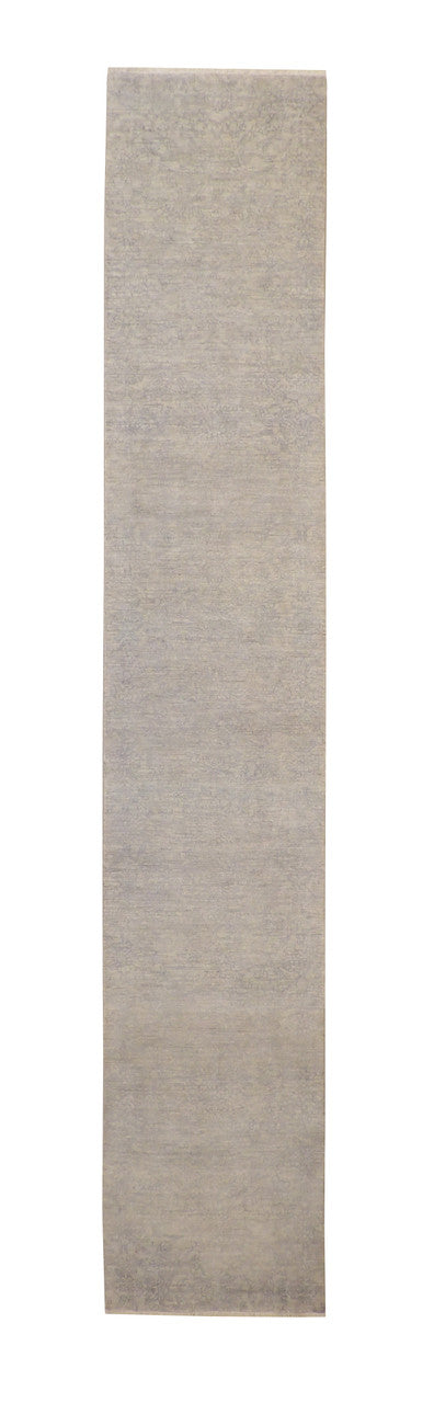 Oushak Bamiyan Chobi hand-knotted wool rug in Gray & Blue, full view