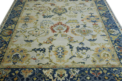 Blue & Beige Oushak Ziegler rug in room setting