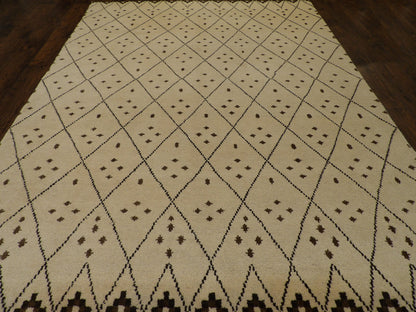 Back of hand-knotted Moroccan Tulu rug showing construction