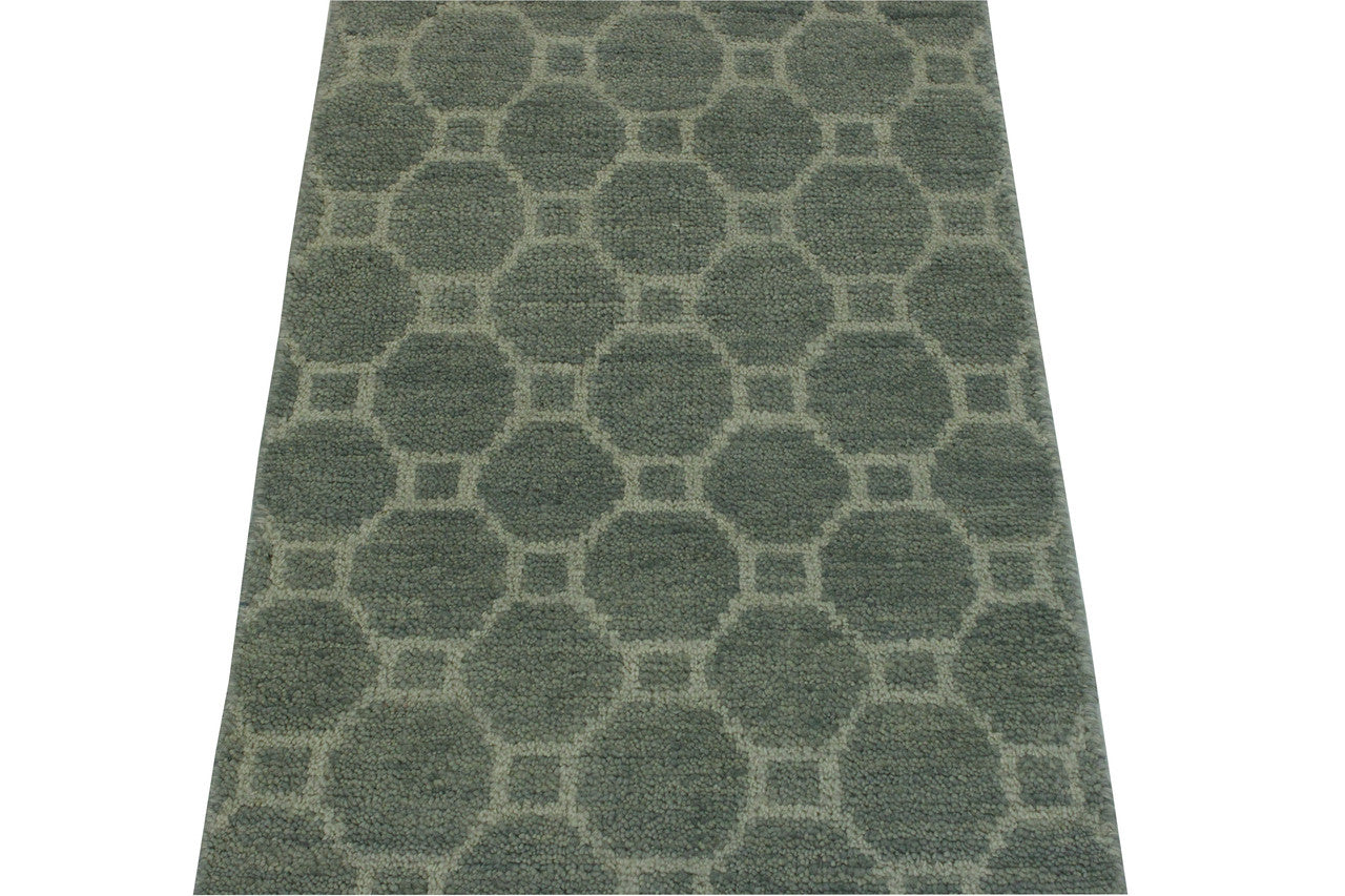 Back of Modern Gemotrical Design hand-knotted rug