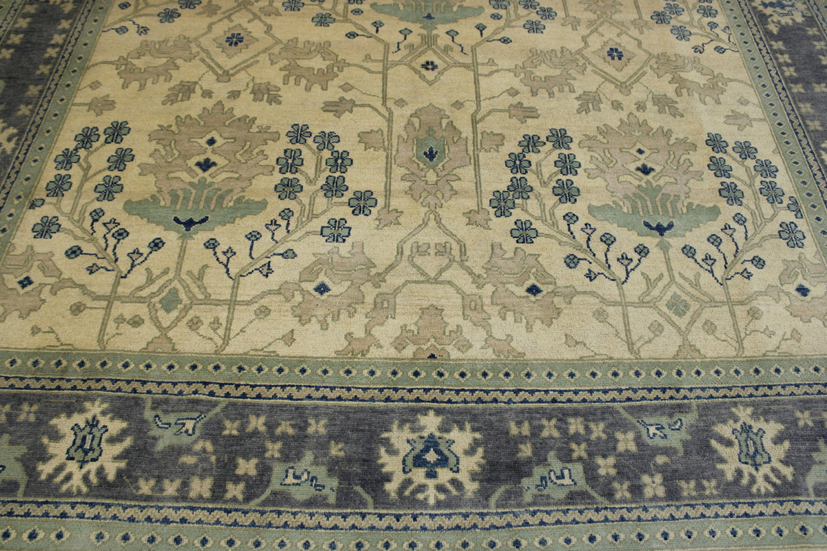 Blue & Beige Traditional Chobi rug in room setting