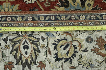 Close-up of wool pile, Beige & Rust rug