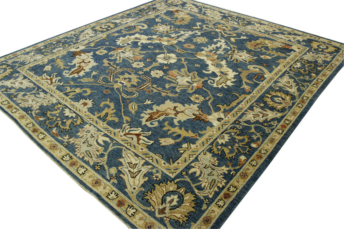 Close-up of wool pile, Blue rug