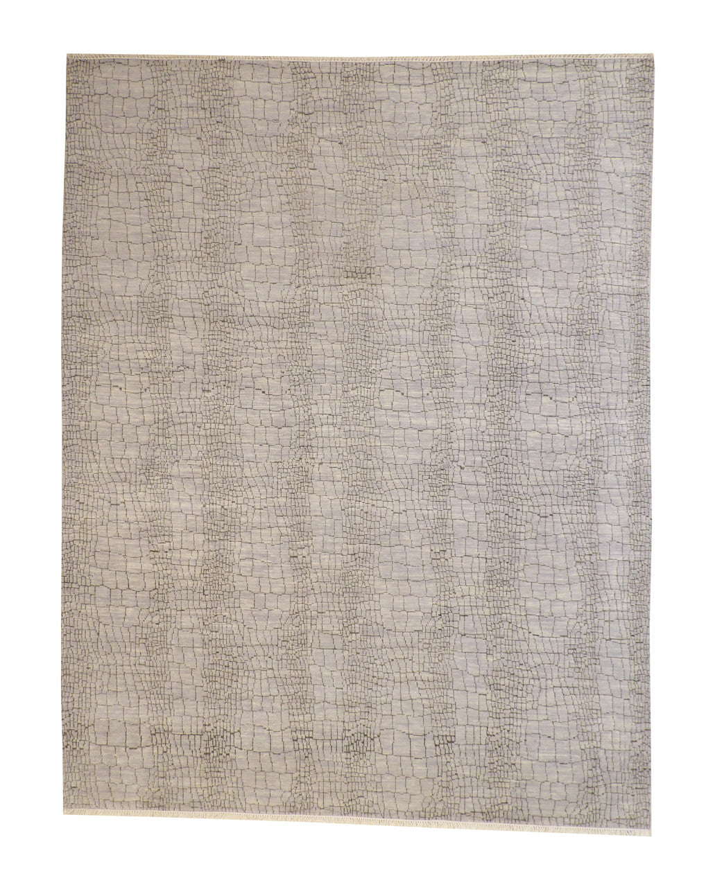 Modern Ikat Design hand-knotted wool rug in Gray, full view