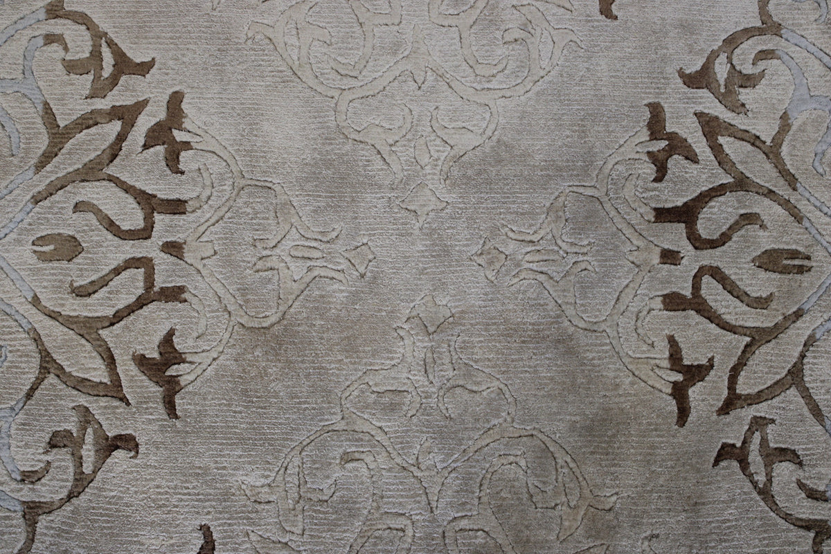 Close-up of wool pile, Brown & Gray rug