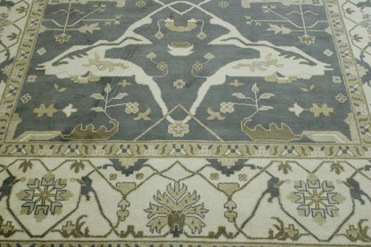 Blue & Beige Oushak Ziegler rug in room setting