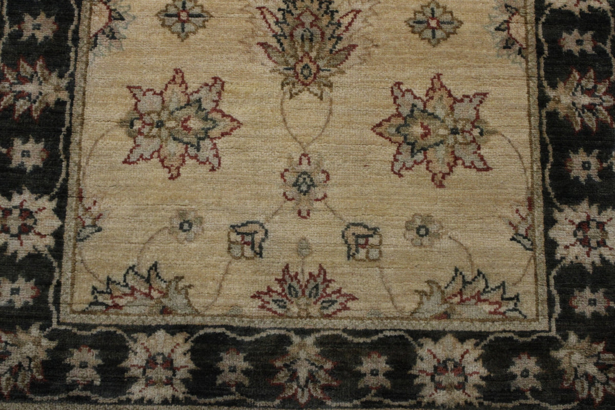 Traditional Indo Ziegler Chobi rug border detail