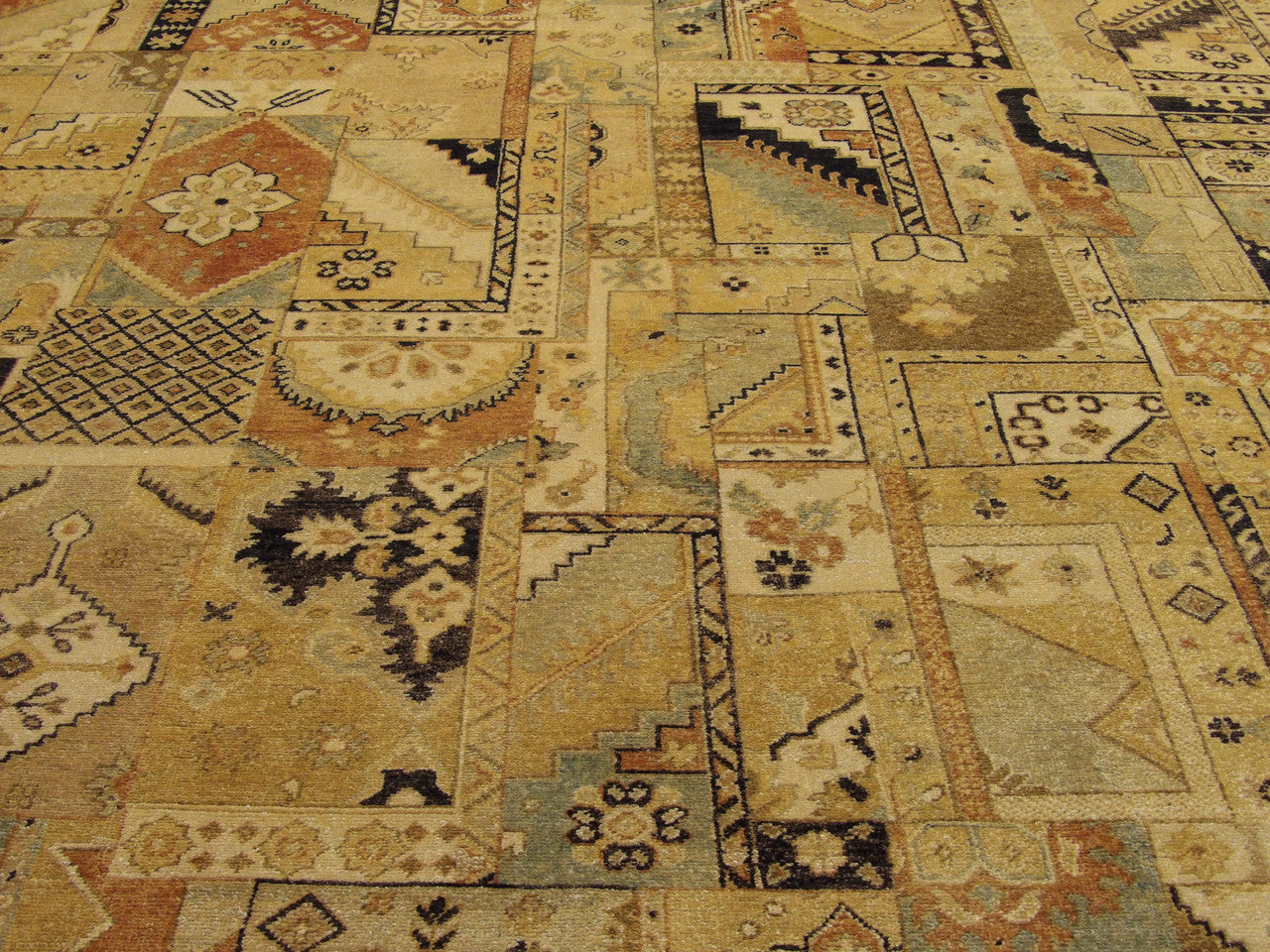 Back of Patchwork Natural Dye hand-knotted rug