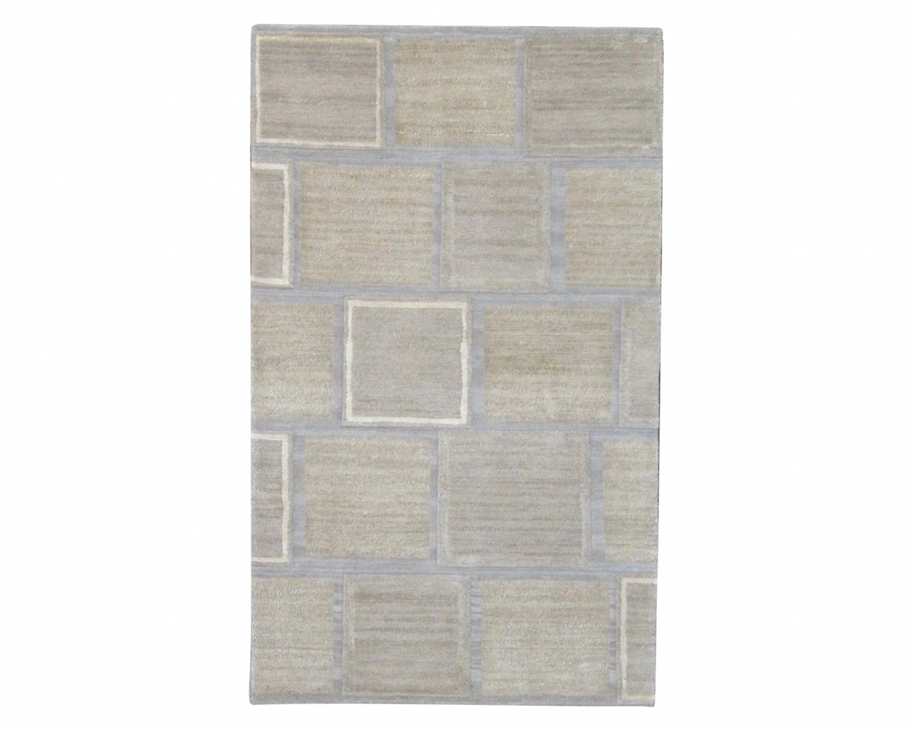 Modern hand-knotted wool-silk rug in Blue & Brown, full view