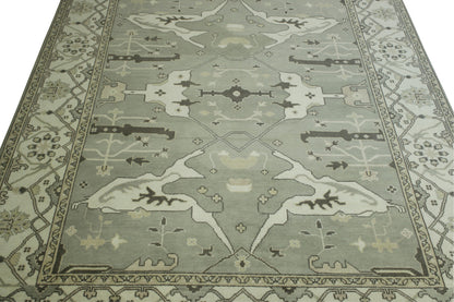 Gray & Beige Oushak Ziegler rug in room setting