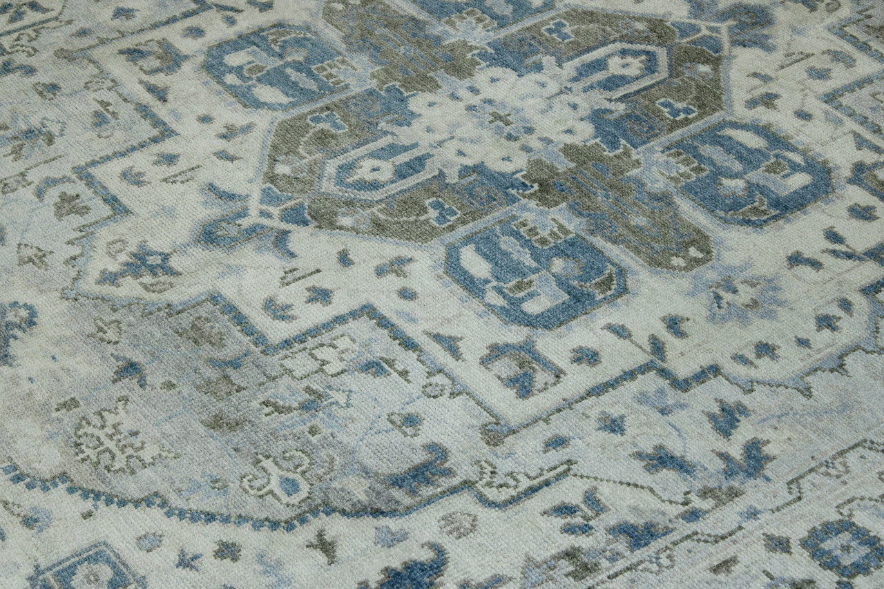 Full view of Tribal Silverwash Heriz Design rug