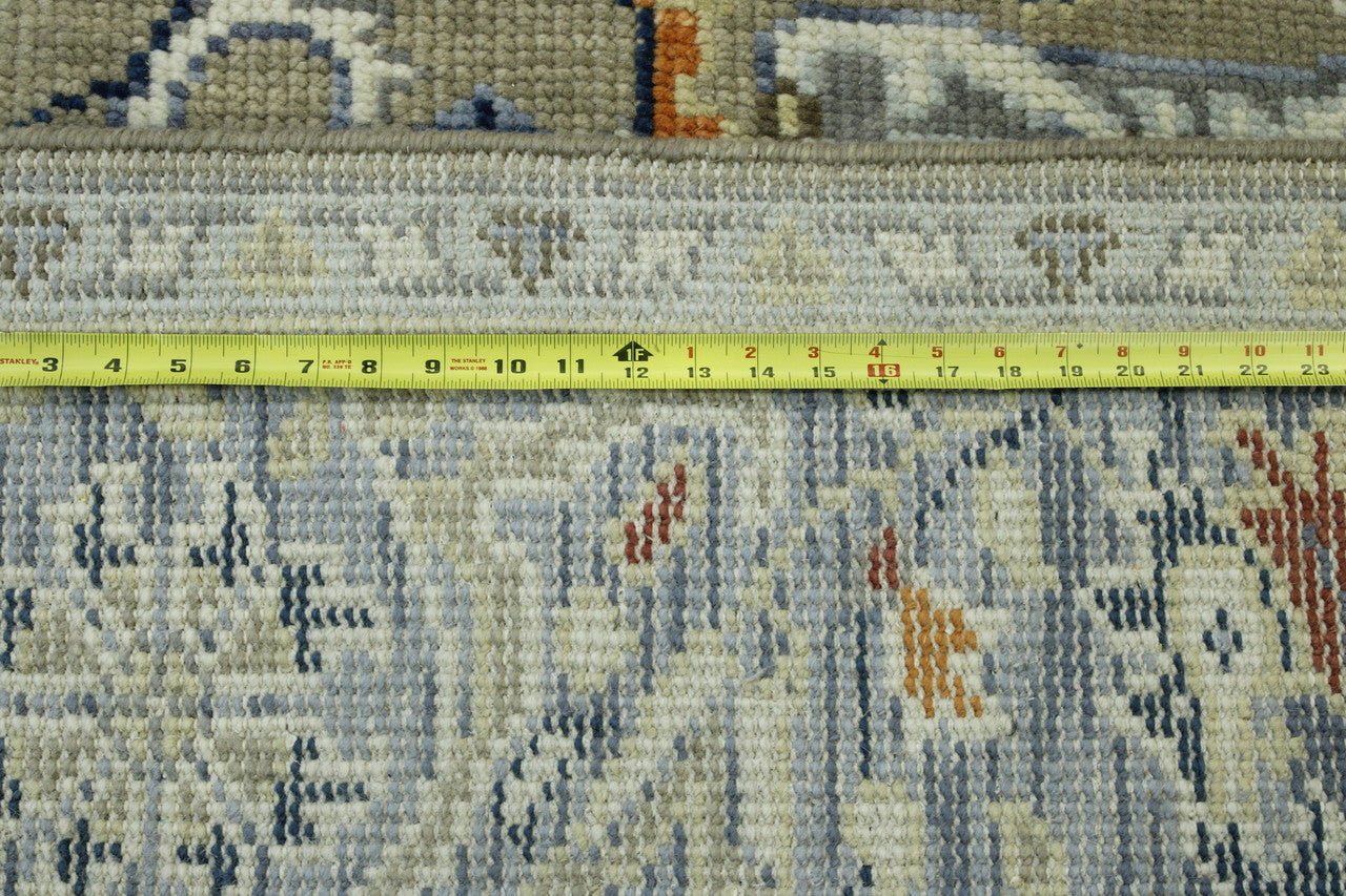 Close-up of wool pile, Blue & Beige rug