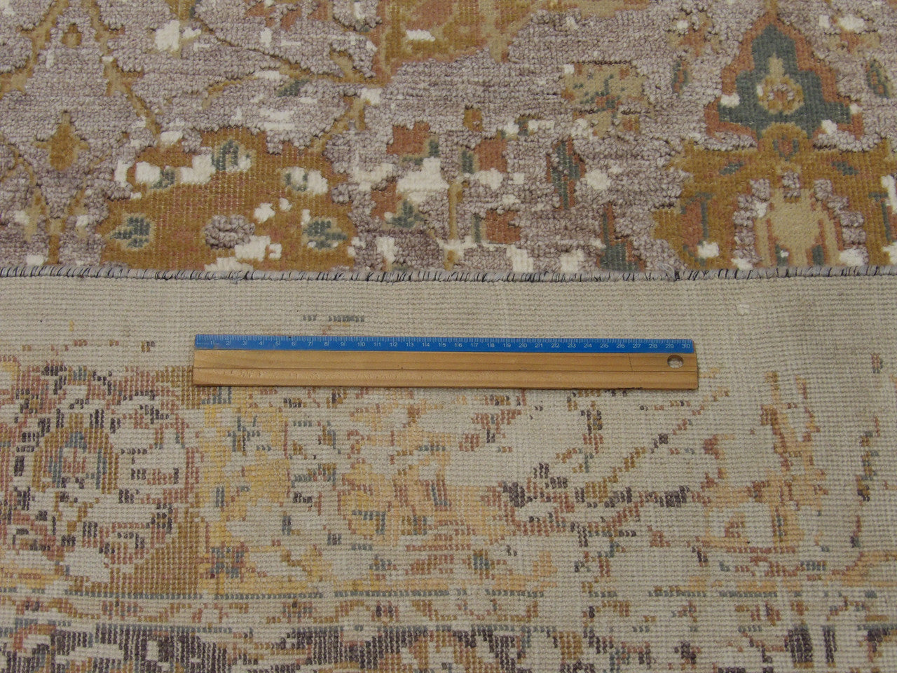 Beige & Purple Modern Fine Abstract Oxidized rug in room setting
