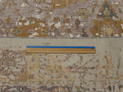 Beige & Purple Modern Fine Abstract Oxidized rug in room setting