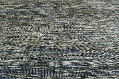 Blue 7'11" x 9'6" Modern Grass Design Hand knotted Wool Rug - Sku: w2148