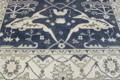 Blue & Beige Oushak Ziegler rug in room setting